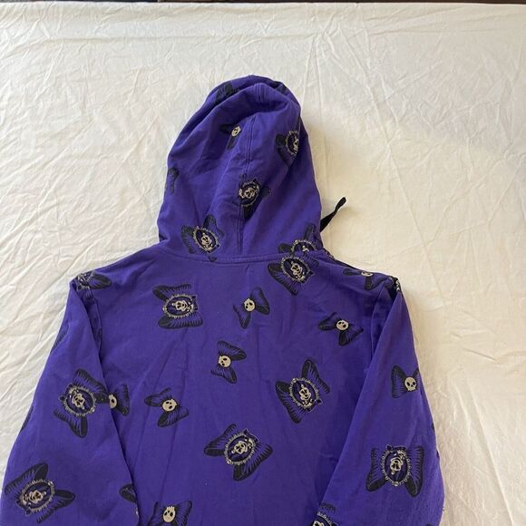 Disney Parks Womens Full Zip‎ Hoodie Size Large Purple Minnie Mouse Bows Skulls - Picture 9 of 9